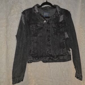 2 Blue Distressed Black Denim Jacket
